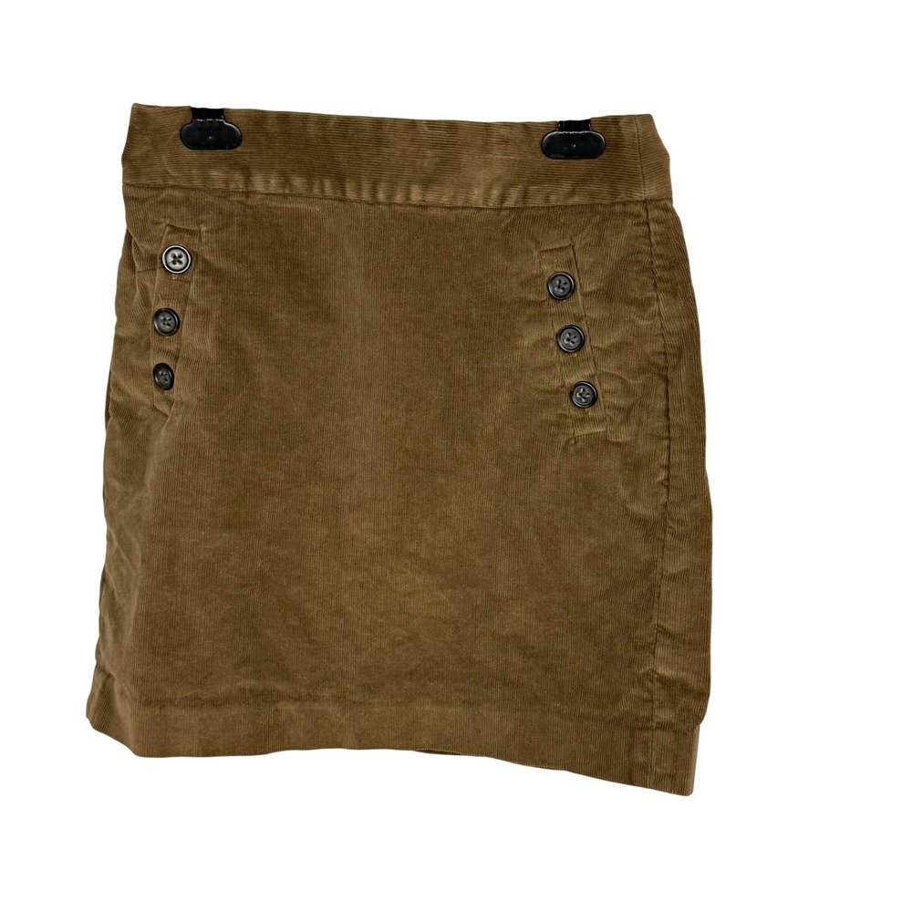 Banana Republic Petite Sailor Button Skirt Women's 0 Brown Corduroy Cotton Blend